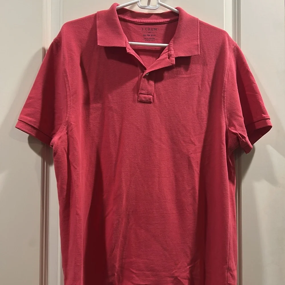 Like New J. Crew 1/4 button down Polo shirt short sleeve cotton size L slim fit